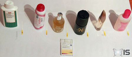 Comparaison du pH de produits hygiéniques et cosmétiques